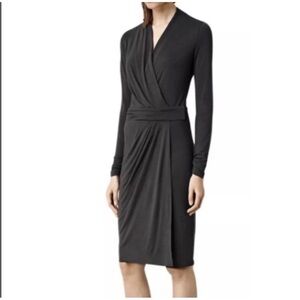 All Saints Long dark gray Classic Dress Size 8 NWT $198